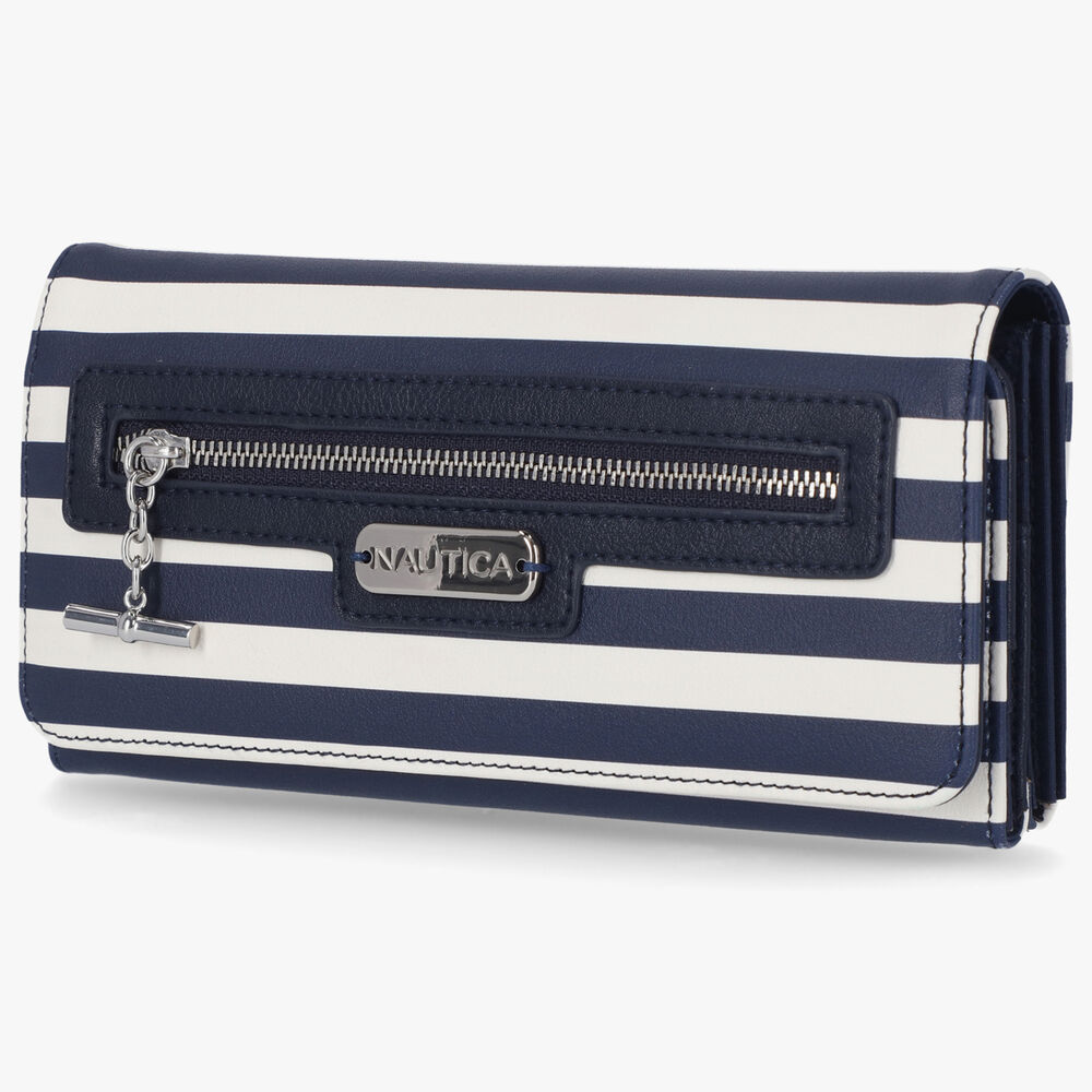 STRIPED LOGO MONEY MANAGER WALLET WITH BOX,Navy,large