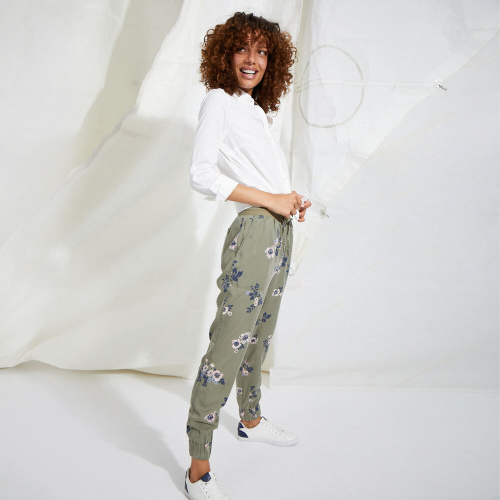 SUSTAINABLY CRAFTED FLORAL PRINT UTILITY JOGGER,Teal Wave,large