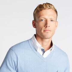 NAVTECH V-NECK SWEATER,Charcoal Blue Heather,large