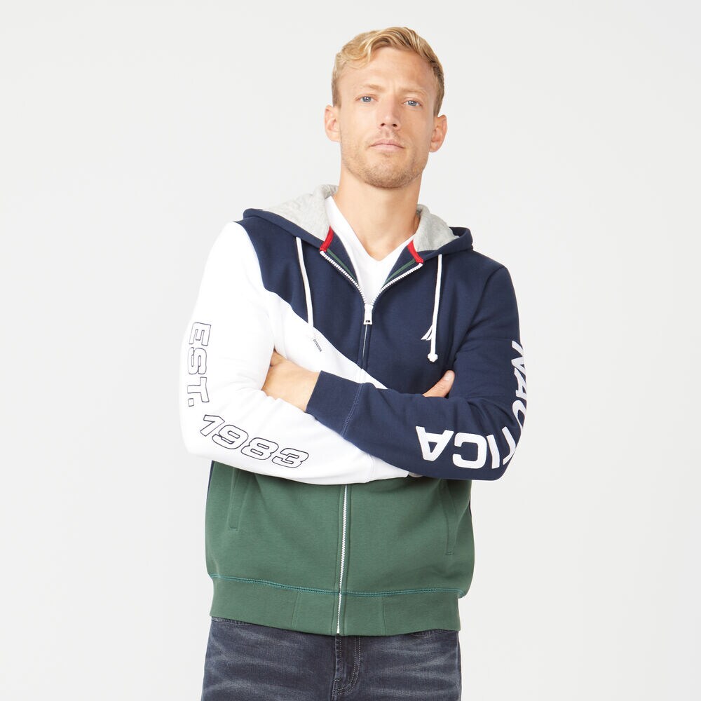FULL-ZIP FLEECE HOODIE,Navy,large