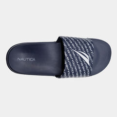 NAUTICA BRAND ICON REPEAT LOGO SLIDE SANDALS,Ice Blue,large