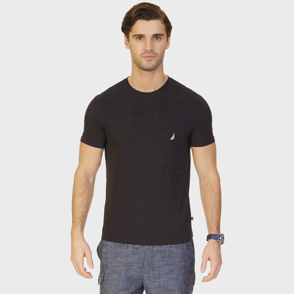Big & Tall Active Stretch Pocket T-Shirt,True Black,large