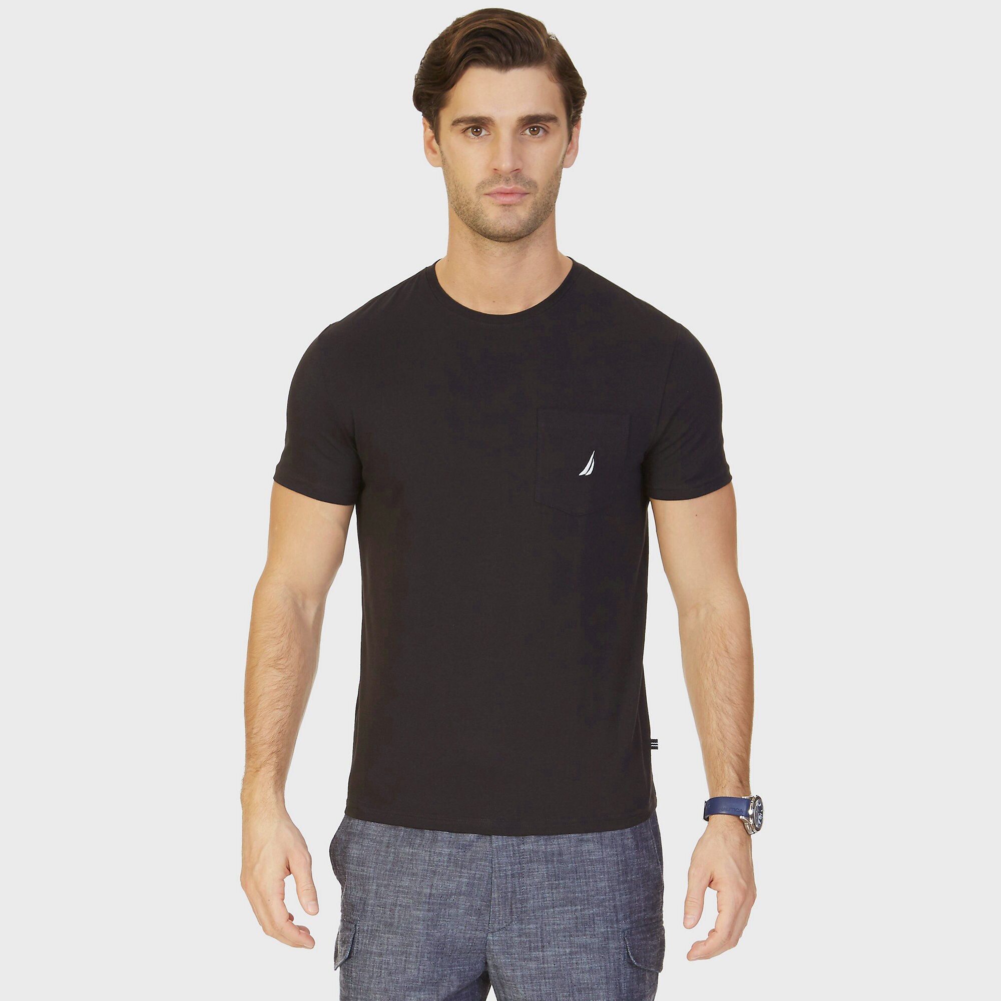 Big & Tall Active Stretch Pocket T-Shirt,True Black,large