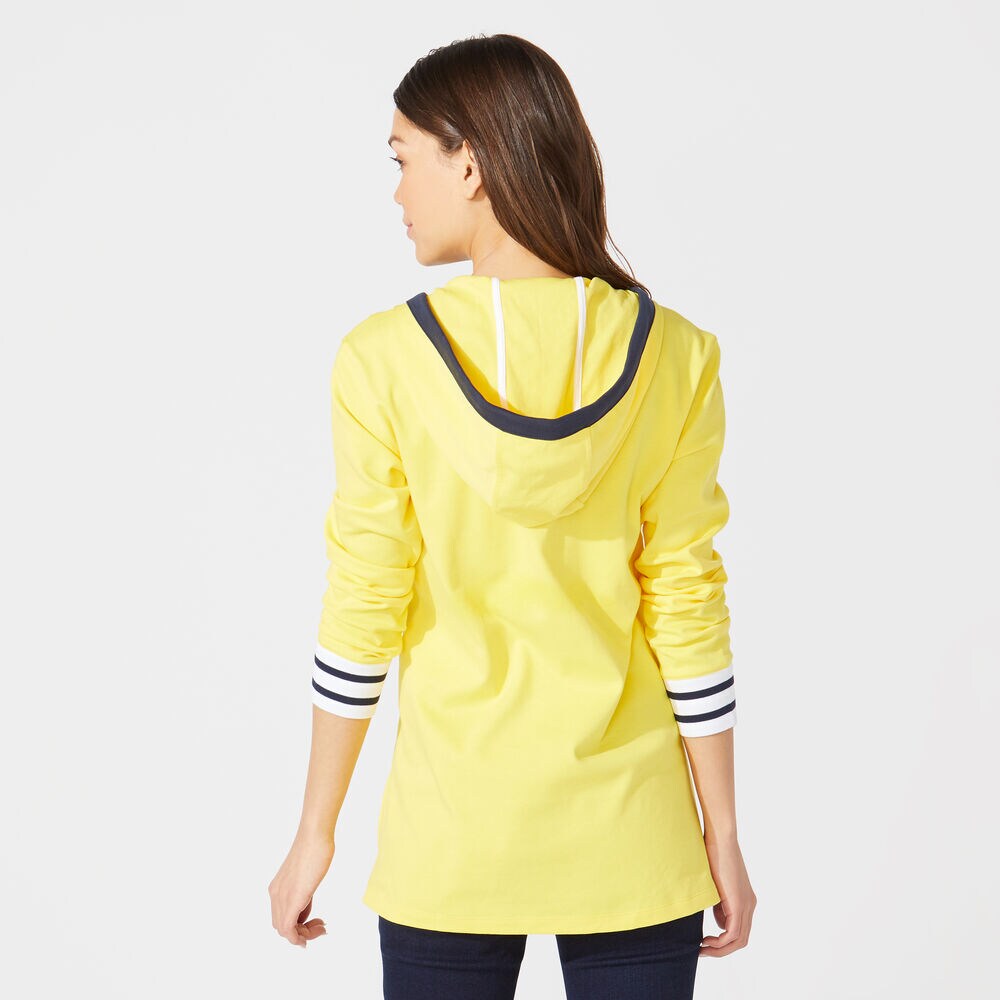 SPLIT NECK PULLOVER HOODIE,Golden Apricot,large