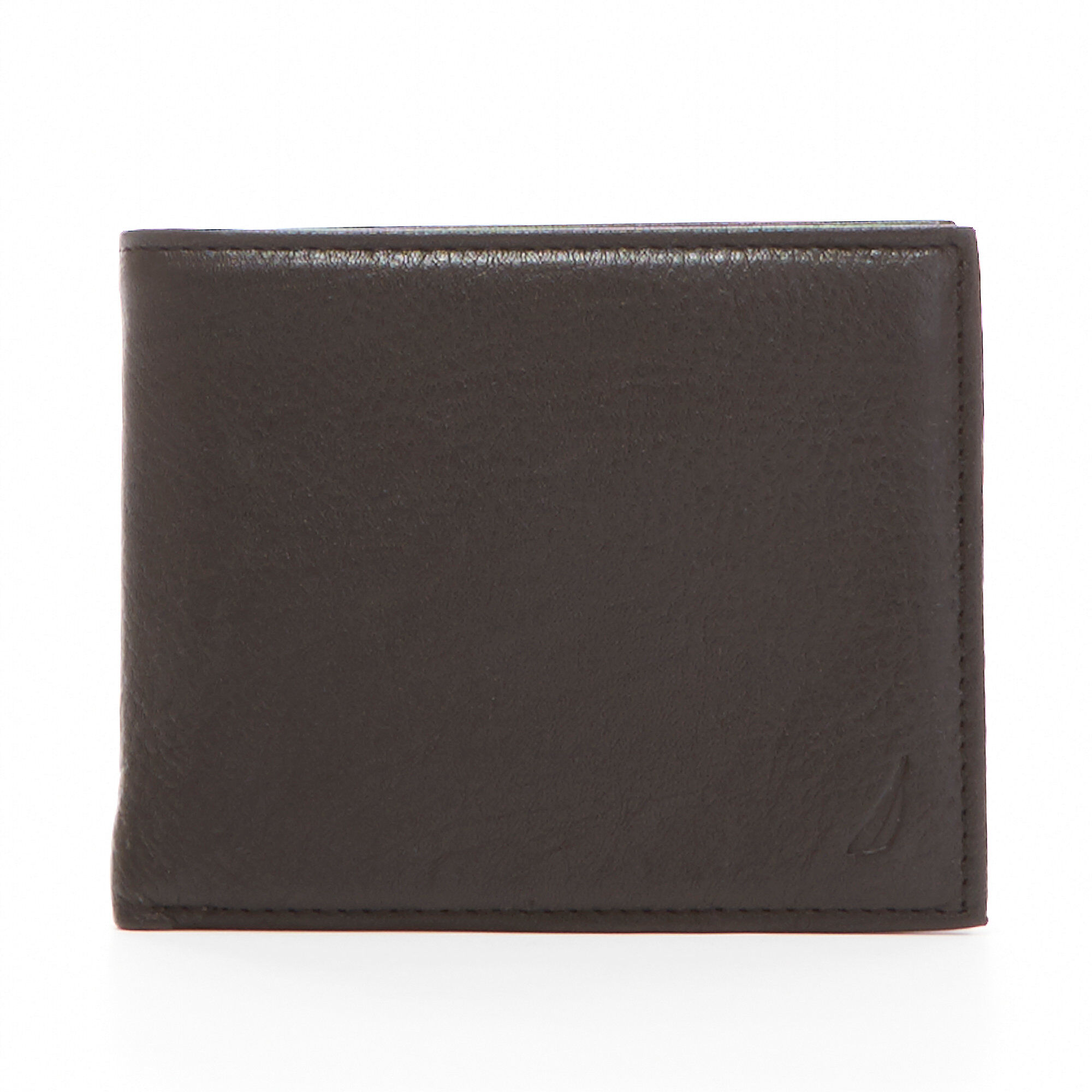 Pebbled Leather brand icon Passcase Wallet,Rust Blue Wash Outlet,large