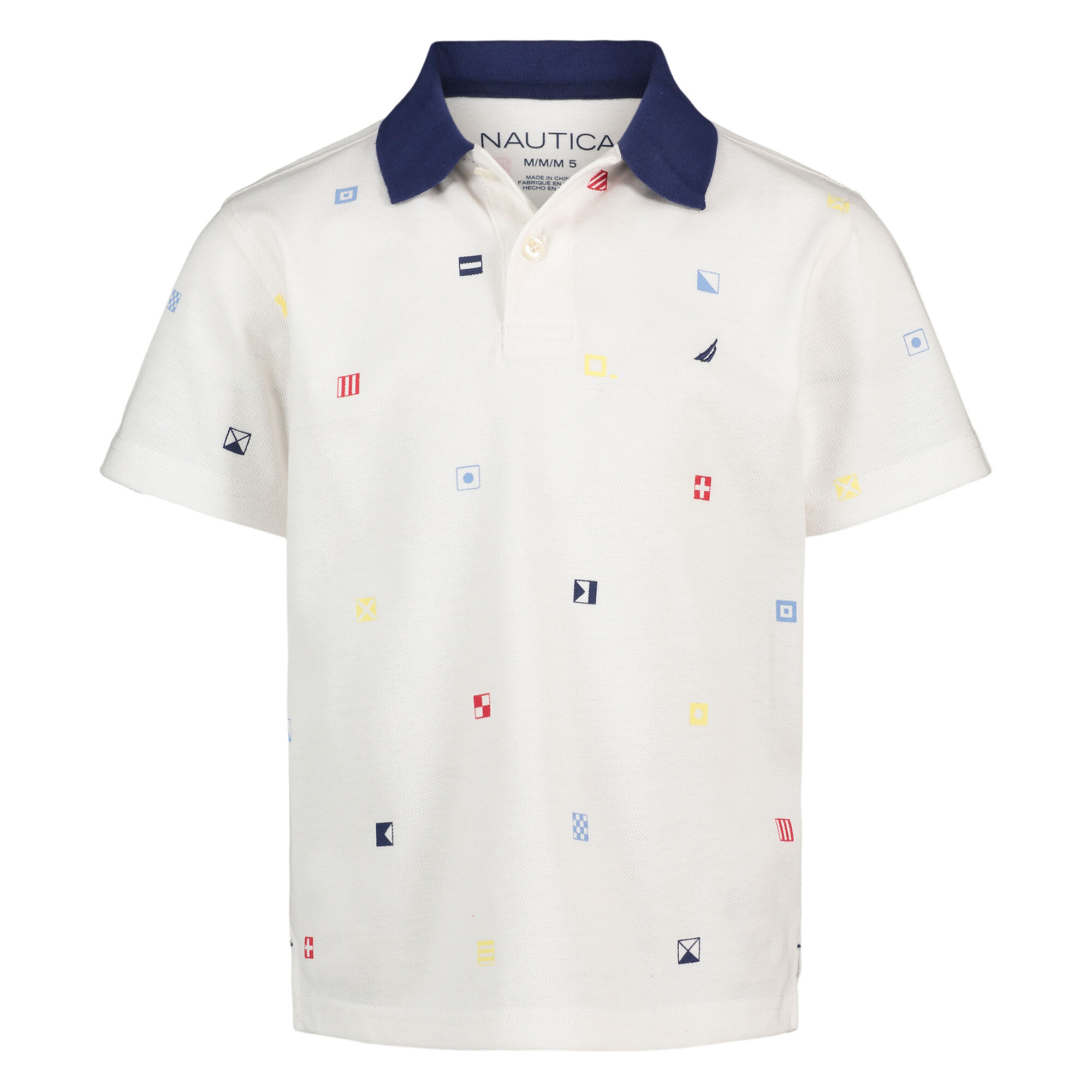 BOYS' FLAG PRINT POLO (8-20),Antique White Wash,large