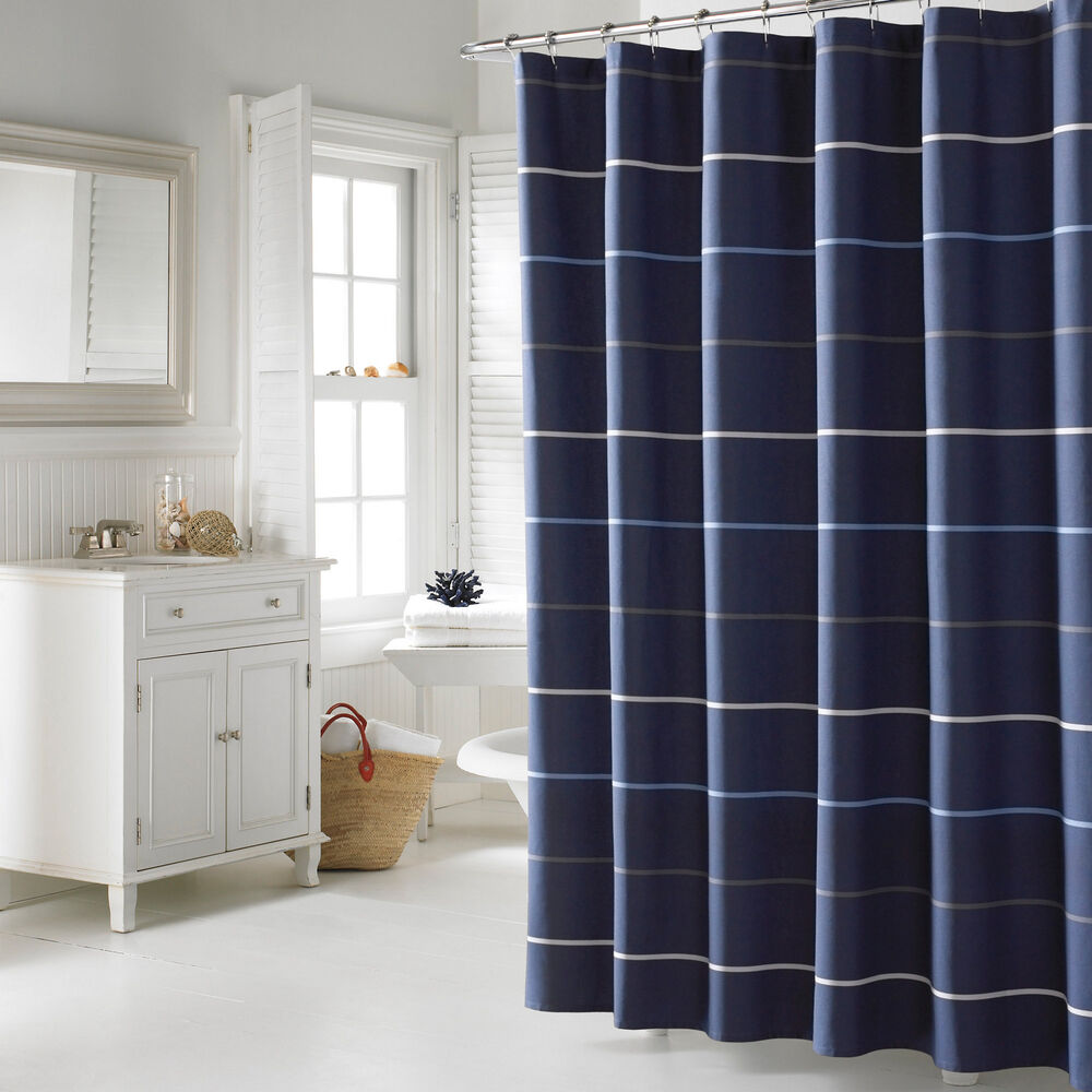 Southport Shower Curtain,Navy,large