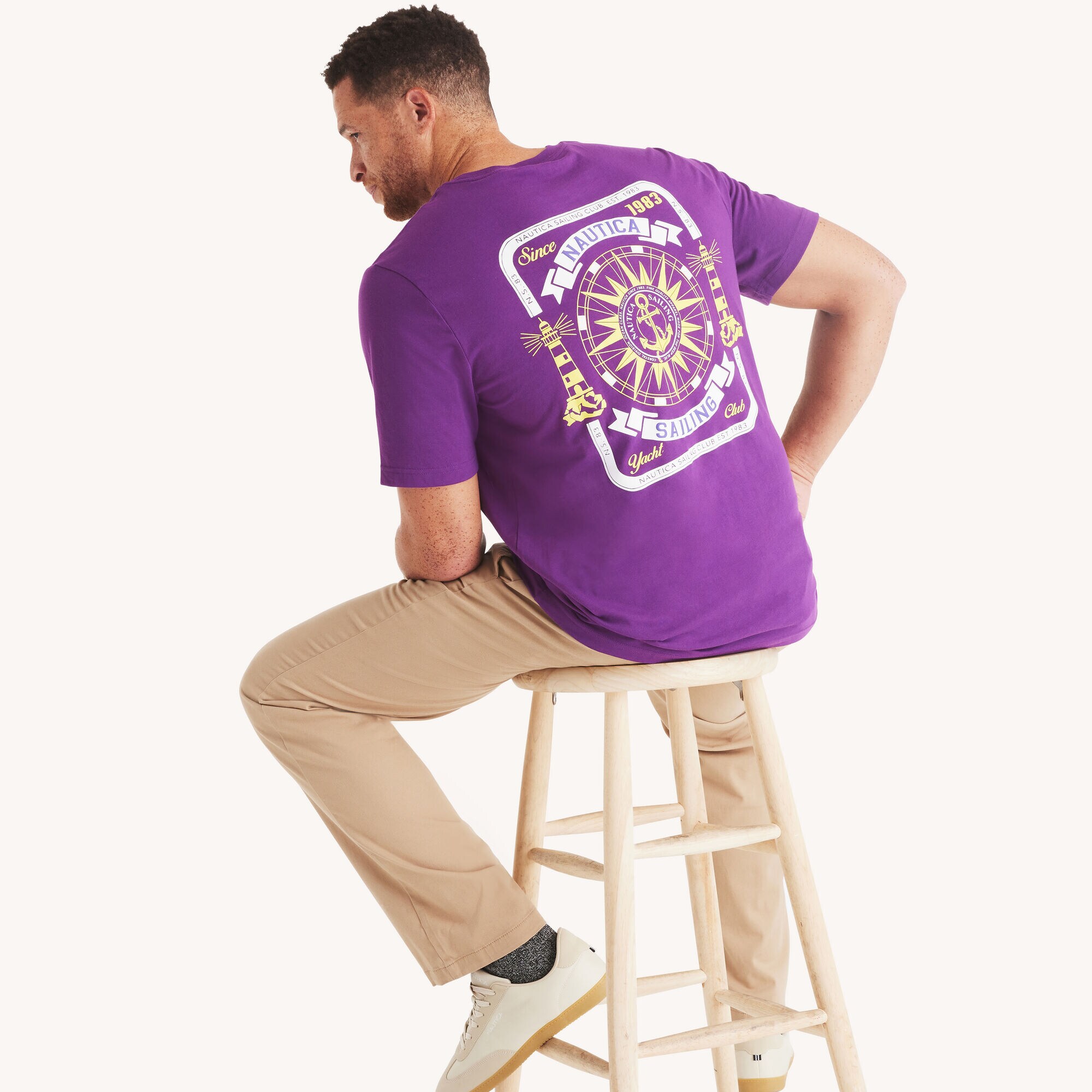 Big & Tall Sailing Graphic T-Shirt,Plum Classico,large