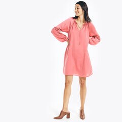 LONG-SLEEVE RUFFLE DRESS,Shore Rose,large