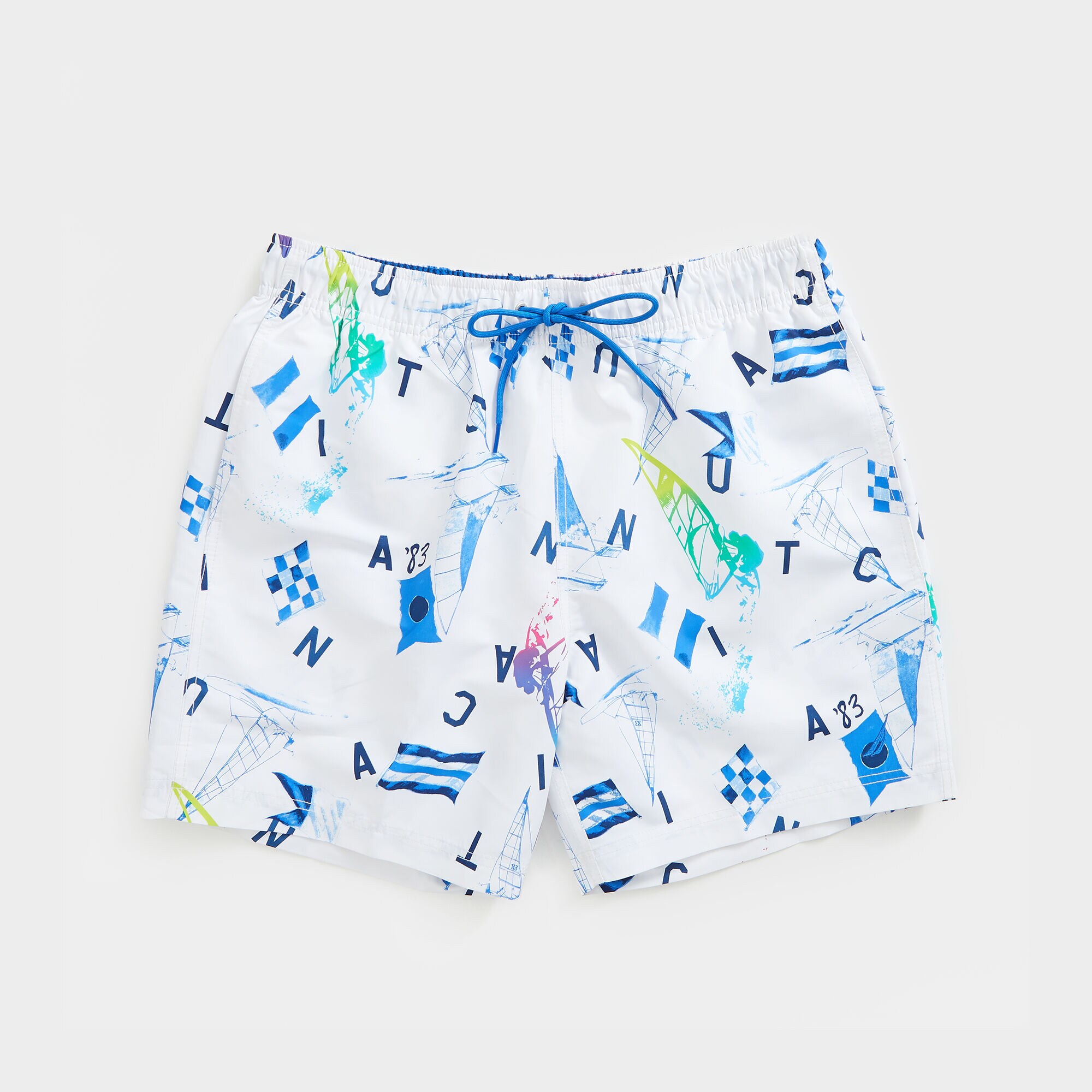 6" NEON WINDSURFING PRINT SWIM,Bright White,large