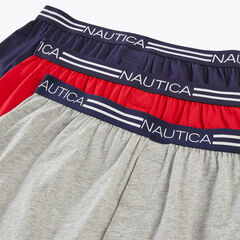 SOLID KNIT BOXERS, 3-PACK,Deep Ocean Blue Wash,large