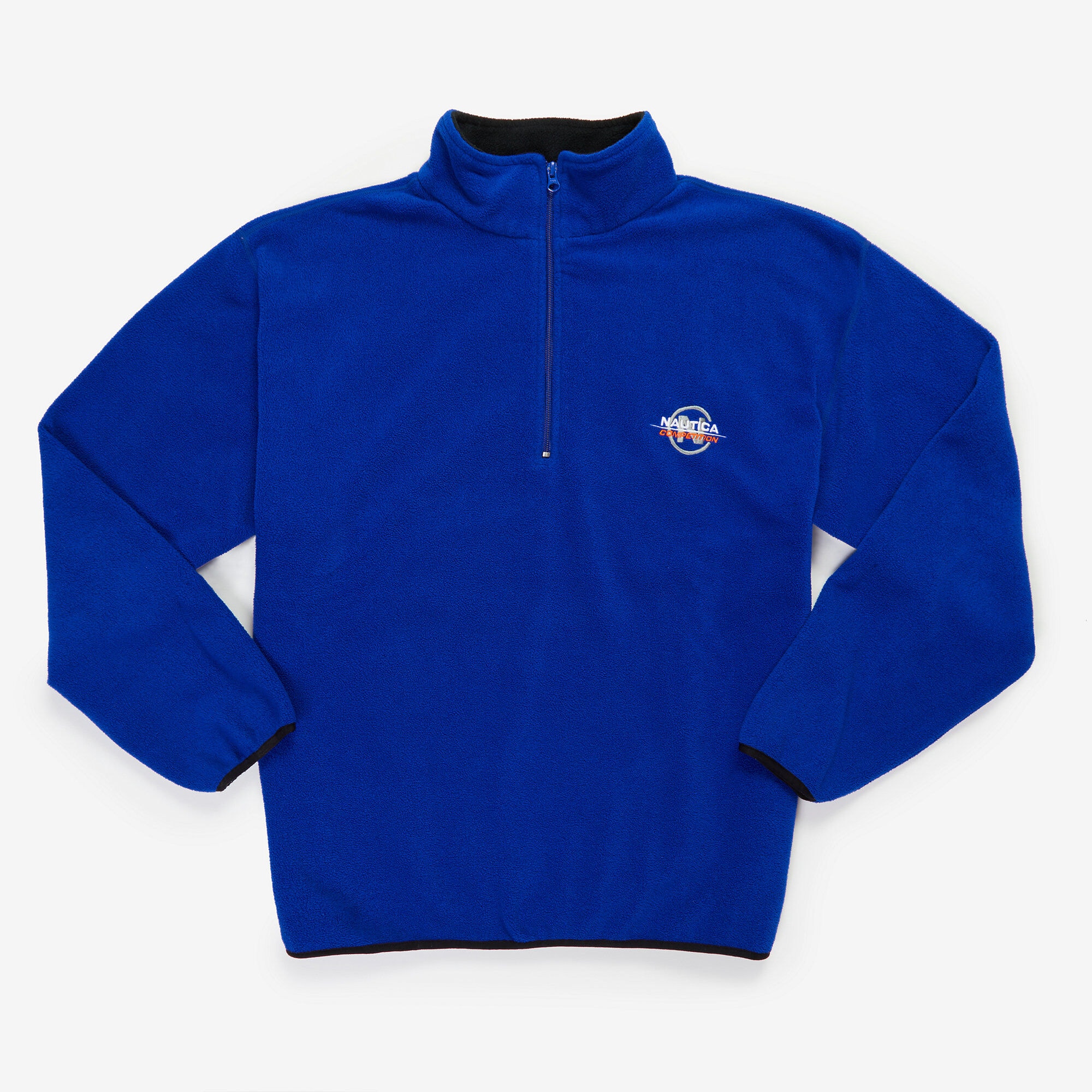 Vintage Nautica Competition Blue Quarter Zip Fleece,Reef Blue,large