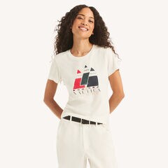 Vintage Sailing Foil Graphic T-Shirt,Sail White,large