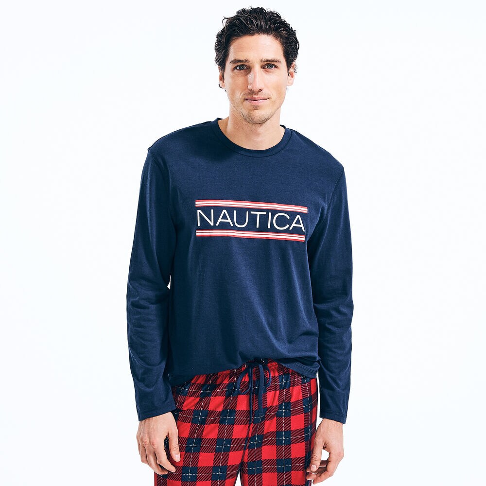 MEN'S PLAID FAMILY PAJAMA SET,Lure Red,large