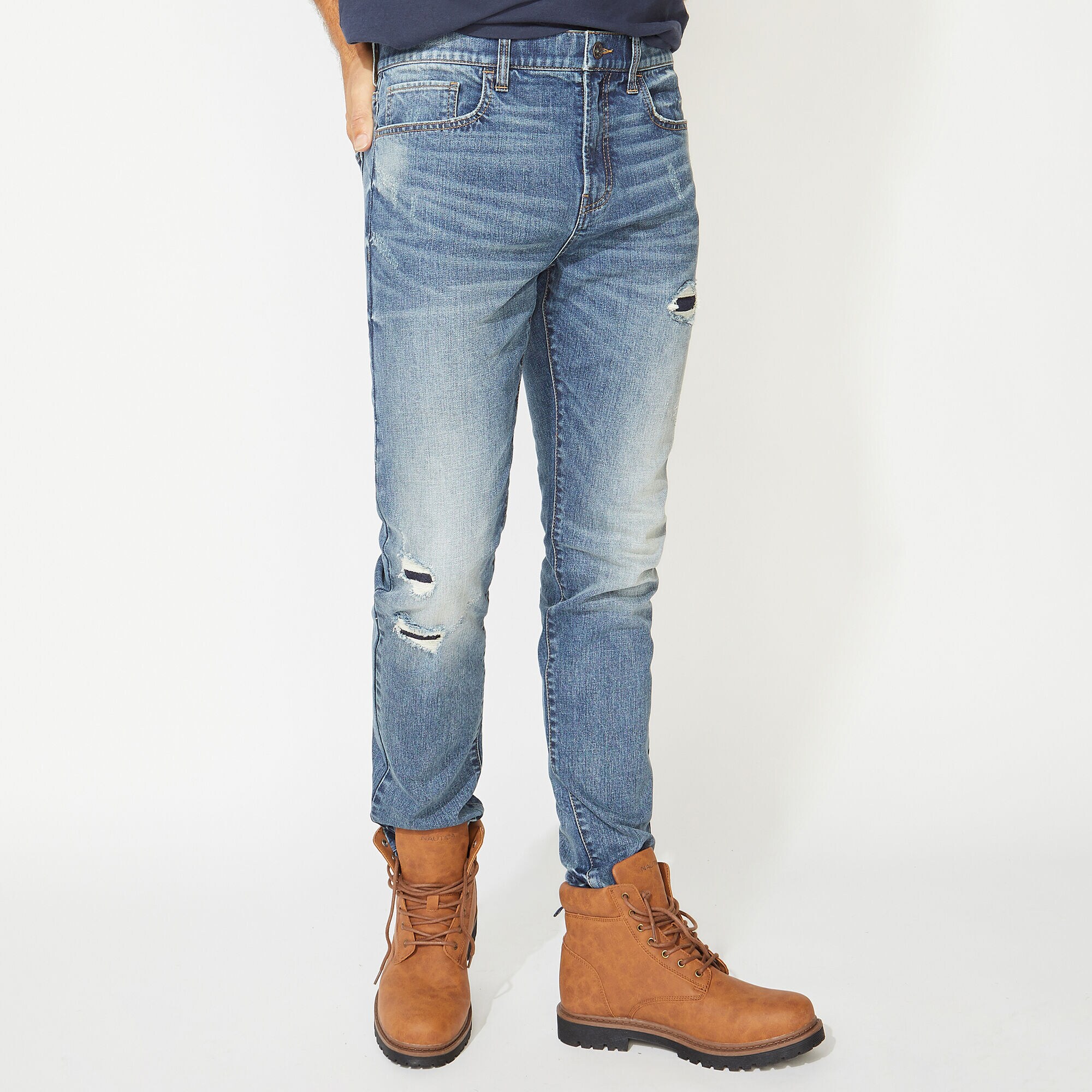NAUTICA JEANS CO. ORIGINAL SLIM FIT DENIM IN PATCHWORK BLUE,Limoges,large