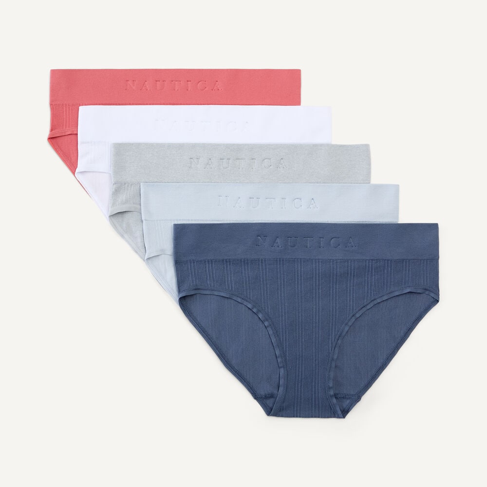 Ribbed Seamless Hipster Brief, 5-Pack,Buoy Red,large