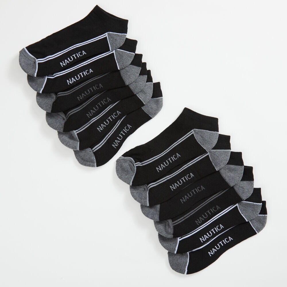 LOGO ATHLETIC SOCKS, 6-PACK,Black,large