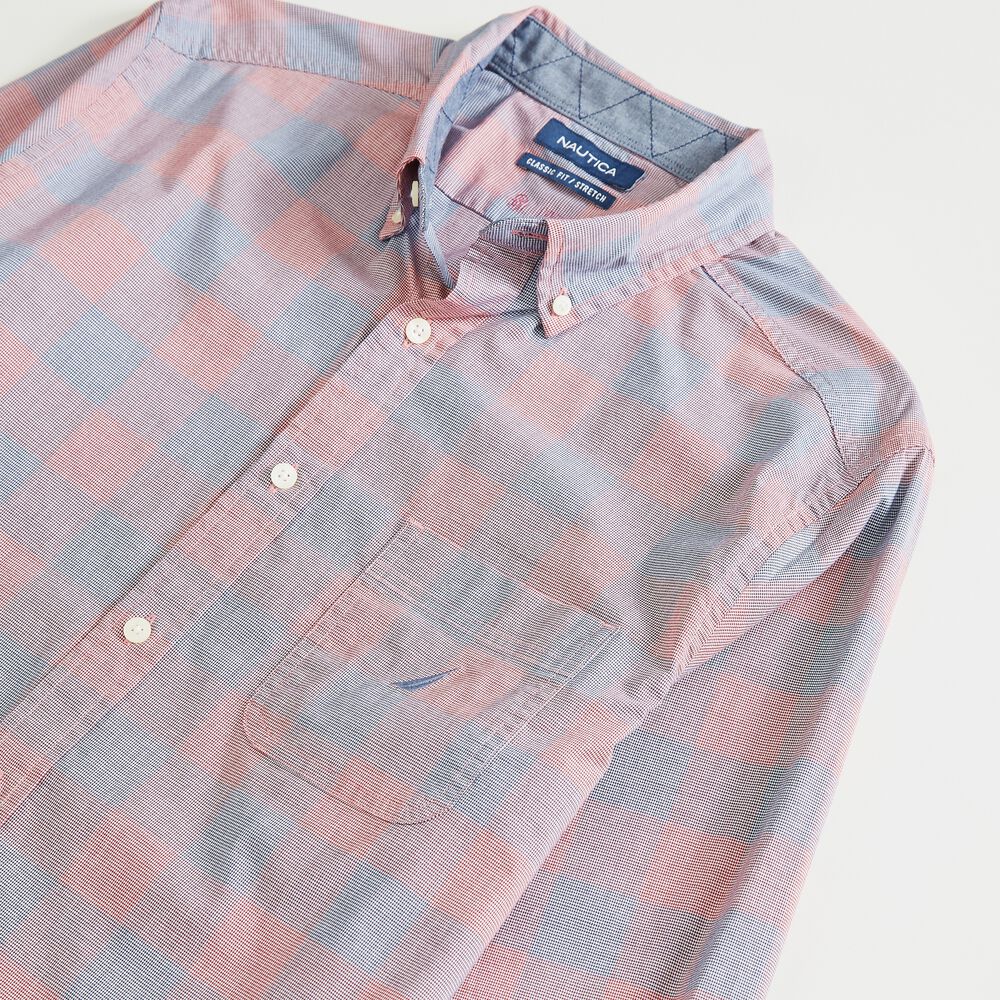BIG & TALL CLASSIC FIT PLAID SHIRT,Lotus,large
