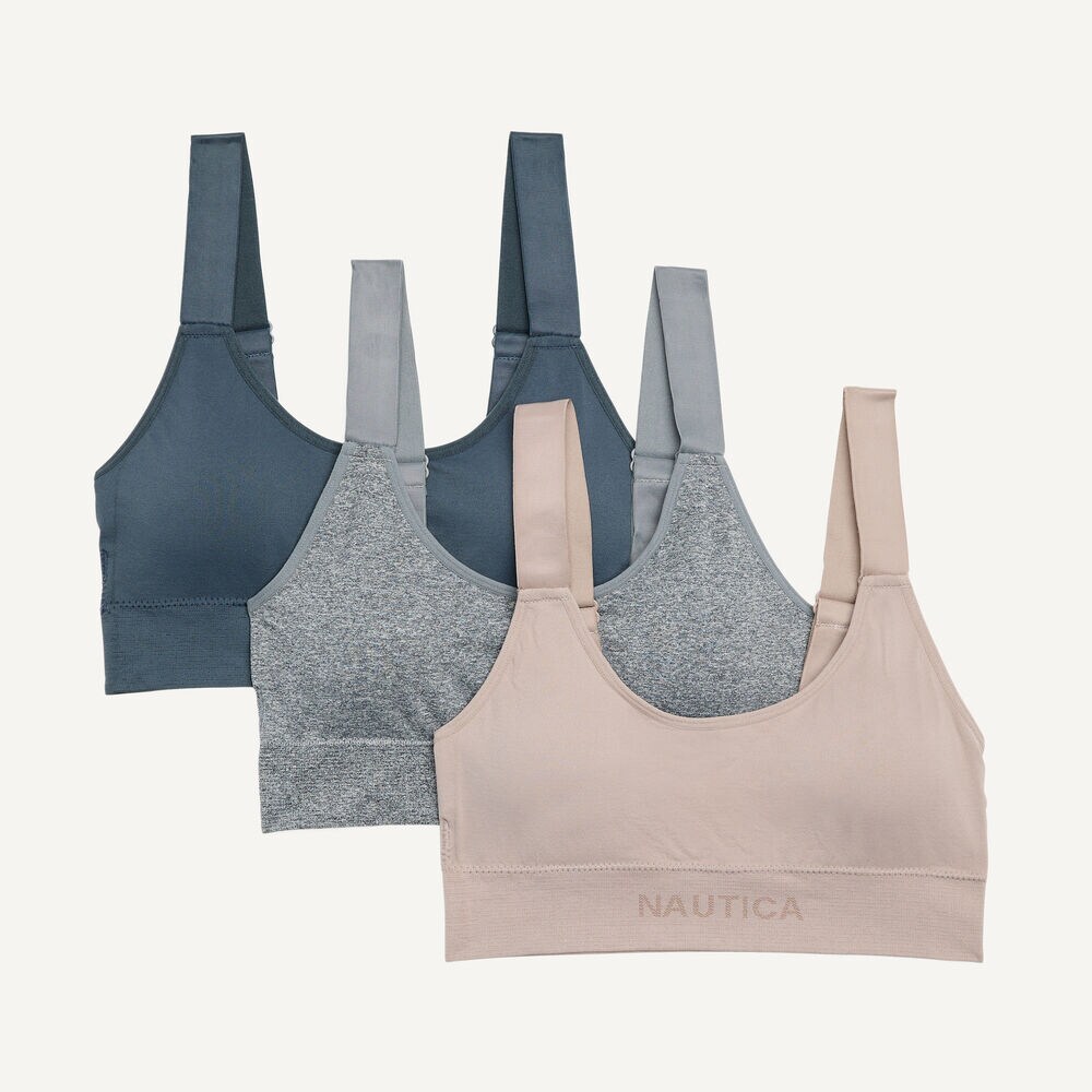 Seamless Scoop Bra, 3-Pack,Black,large