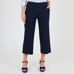Cropped Wide Leg Ponte Pants,Stellar Blue Heather,large