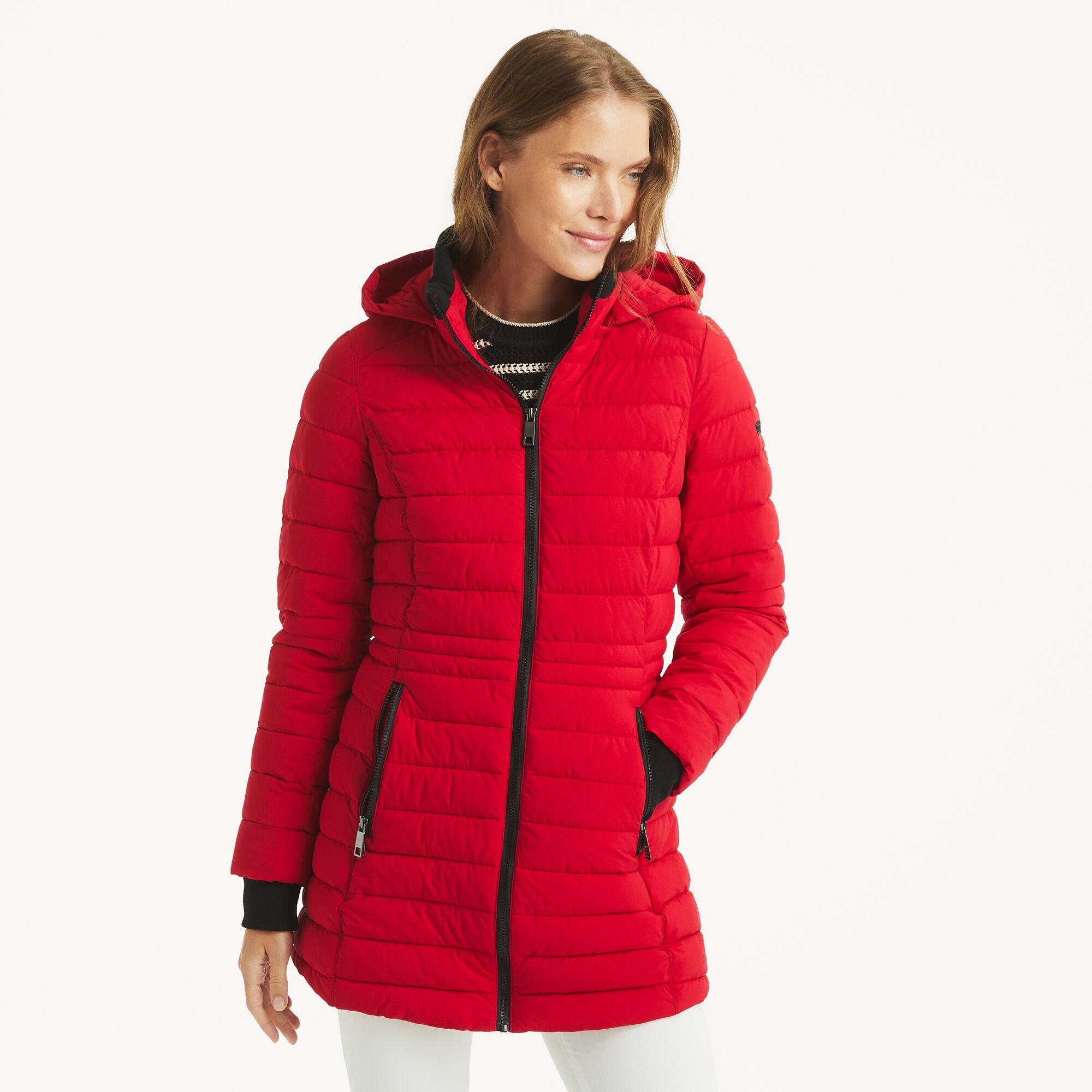 Puffer Jacket With Removable Hood,Tomales Red,large