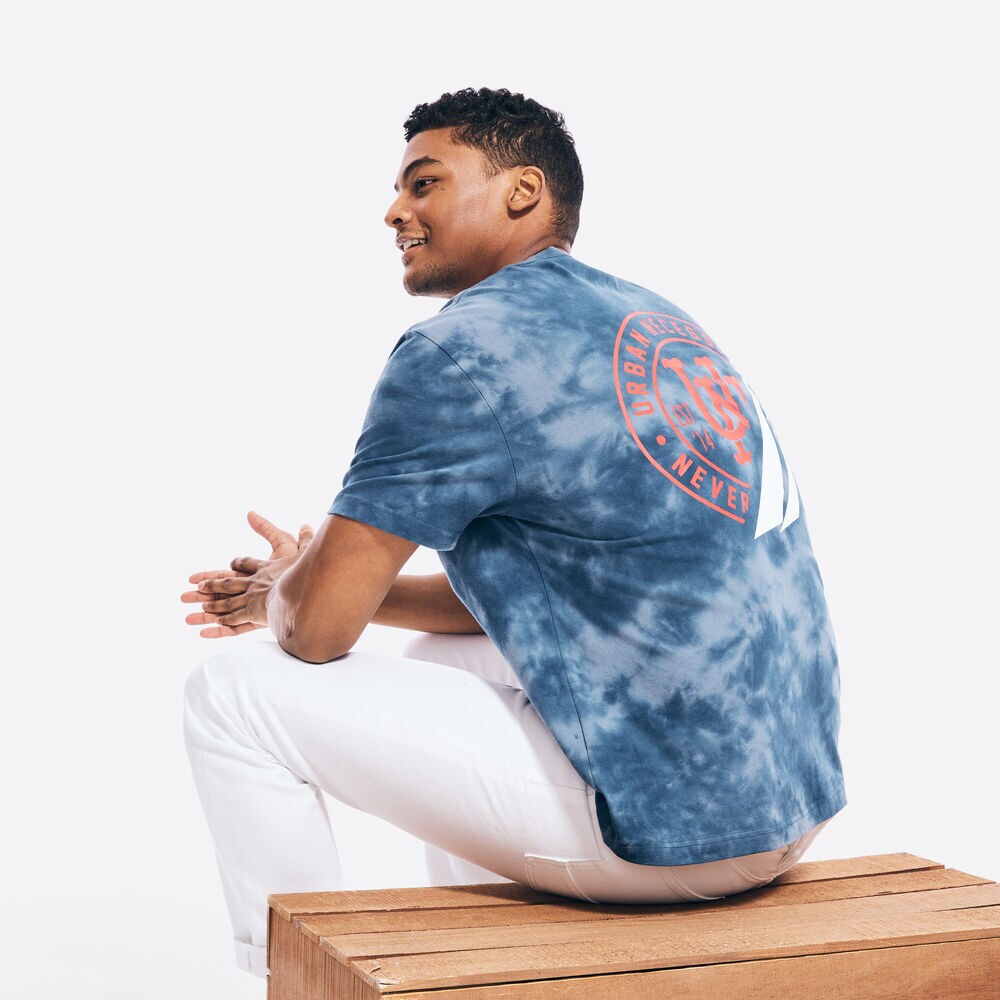 NAUTICA X URBAN NECESSITIES LOGO TIE-DYE T-SHIRT,Navy,large