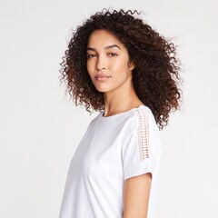 CROCHET & JERSEY TEE,Bright White,large