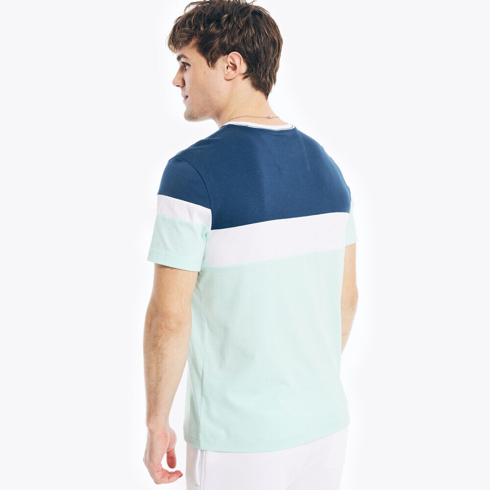 SUSTAINABLY CRAFTED COLORBLOCK T-SHIRT,Blue Depths,large
