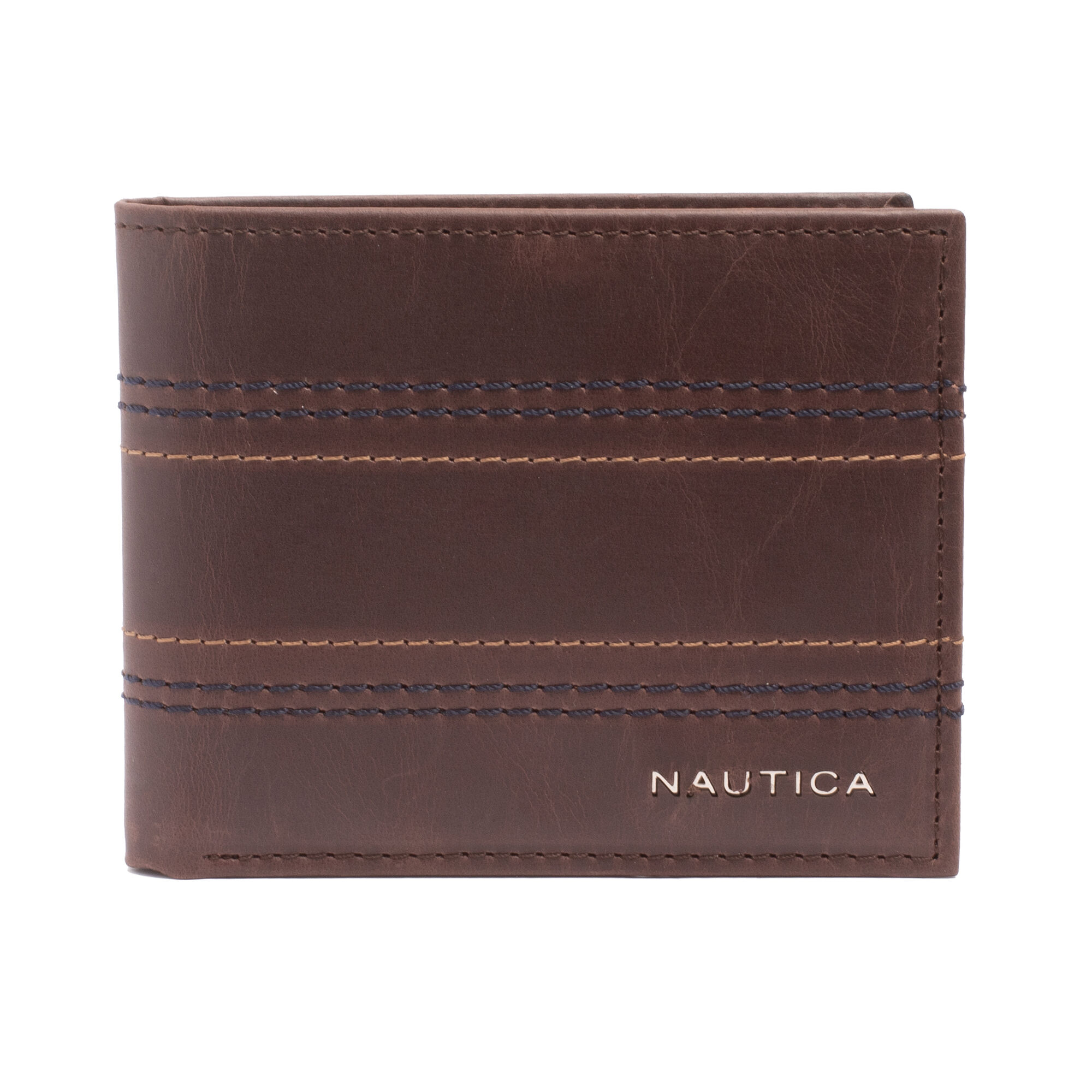 EMBROIDERED LEATHER SLIMFOLD WALLET,Brown Stone,large