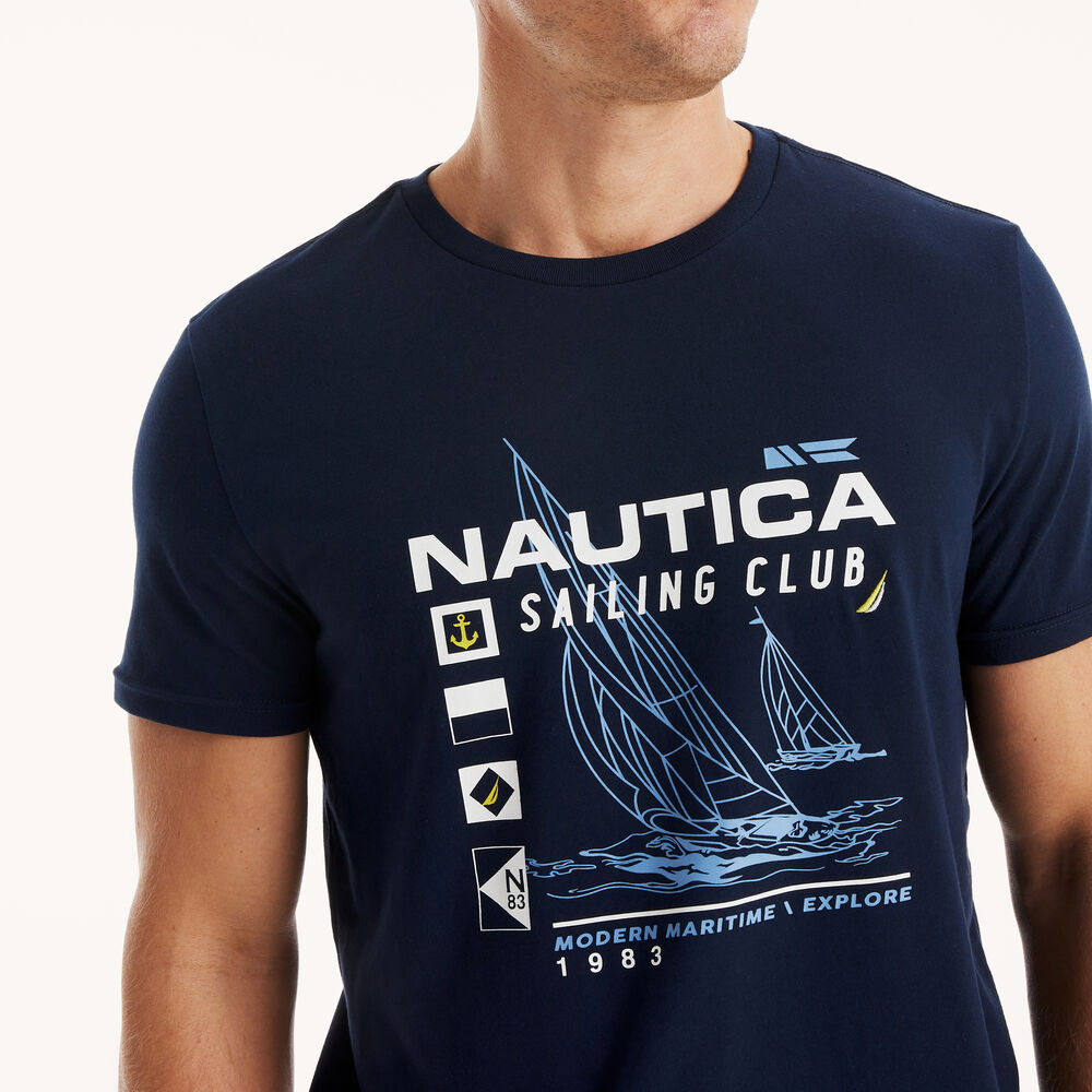 NAUTICA SAILING CLUB GRAPHIC T-SHIRT,Stellar Blue Heather,large