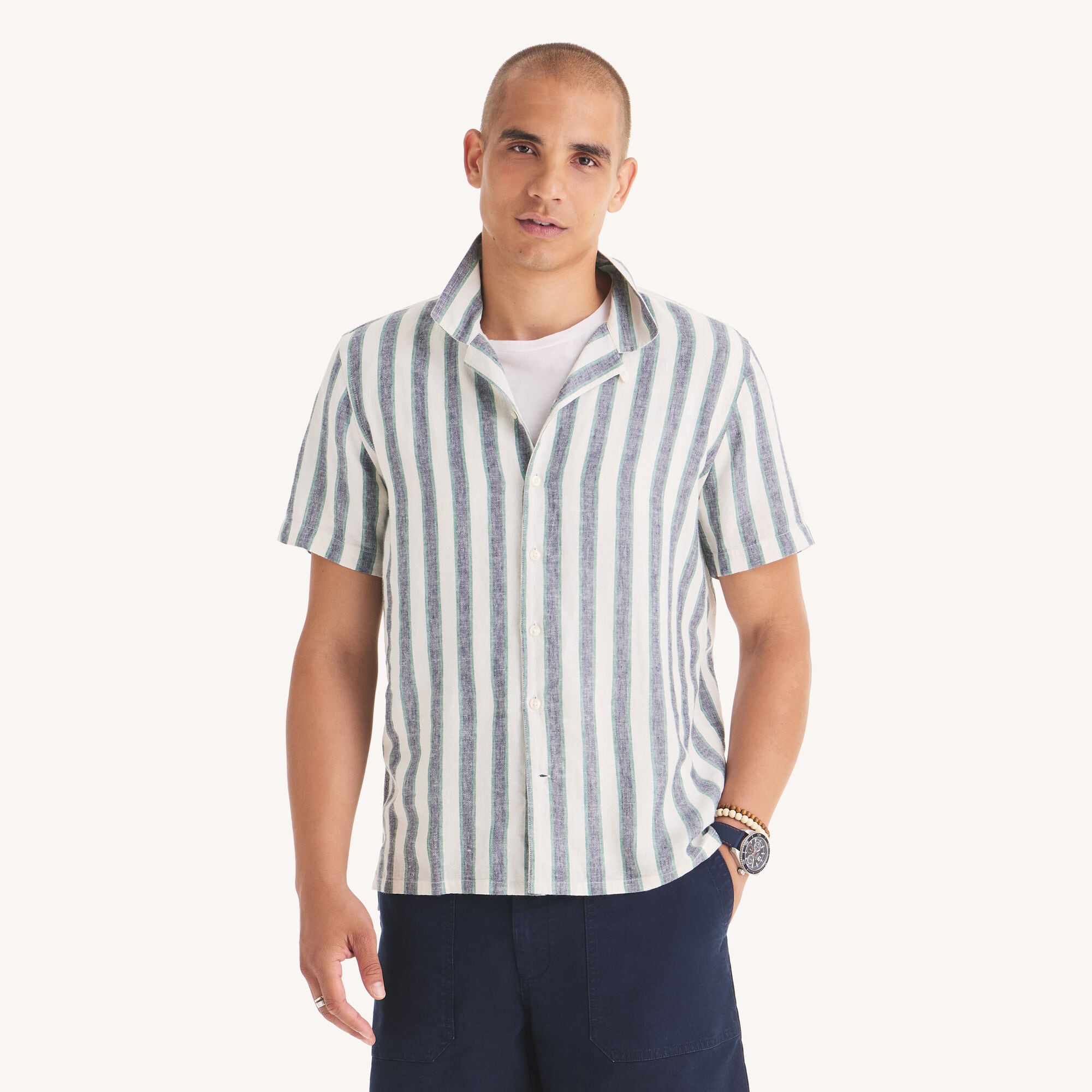 Striped Camp Shirt,Bright Willow,large