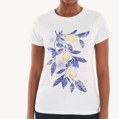 Stripes and Lemon Graphic T-Shirt,Bright White,large