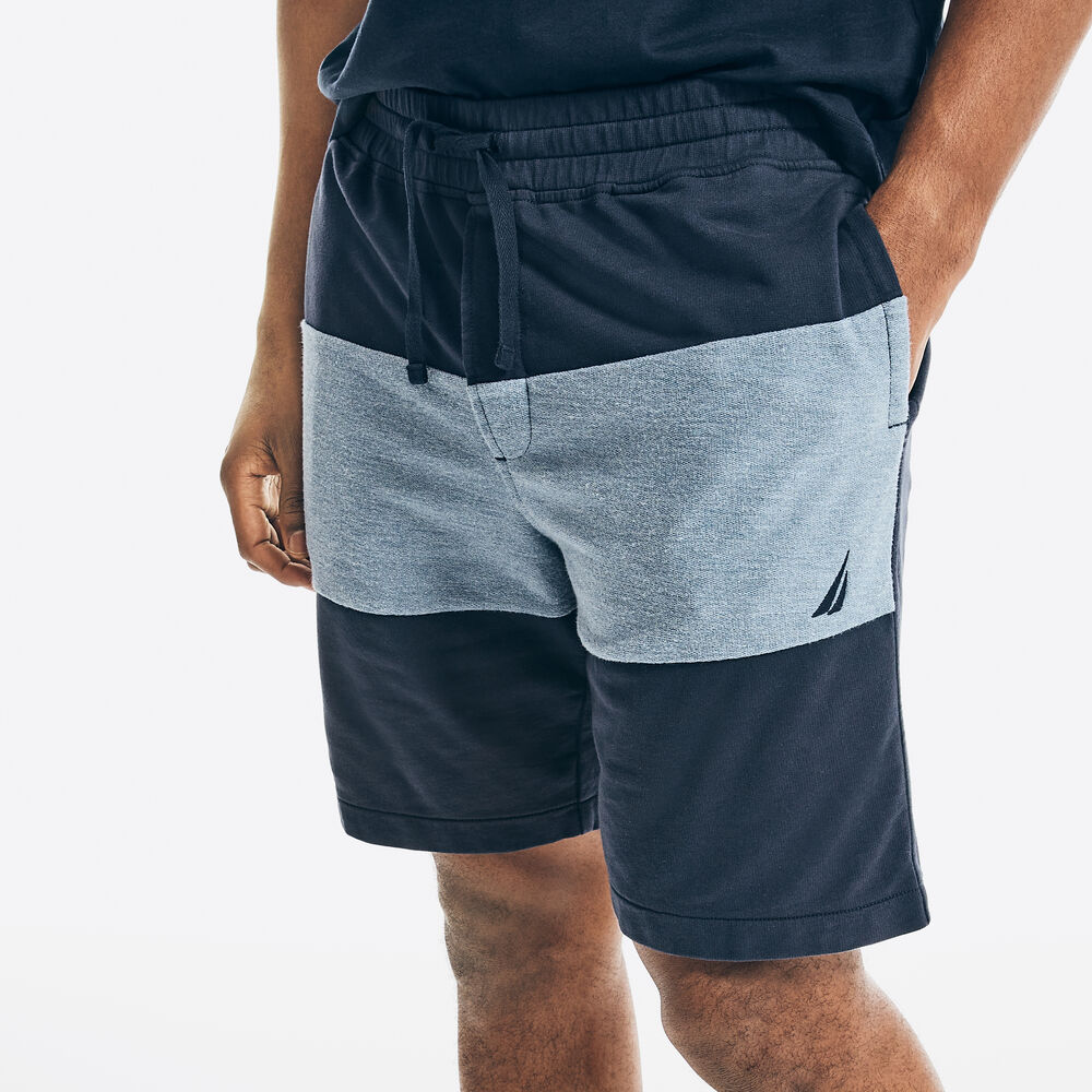 9" COLORBLOCK FRENCH TERRY SHORT,Navy,large