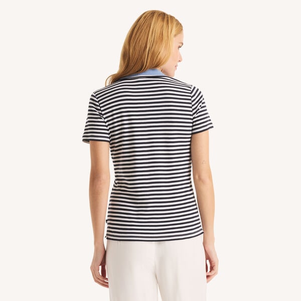 Double-Collar Striped Short-Sleeve Polo