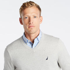 NAVTECH V-NECK SWEATER,Grey Heather,large