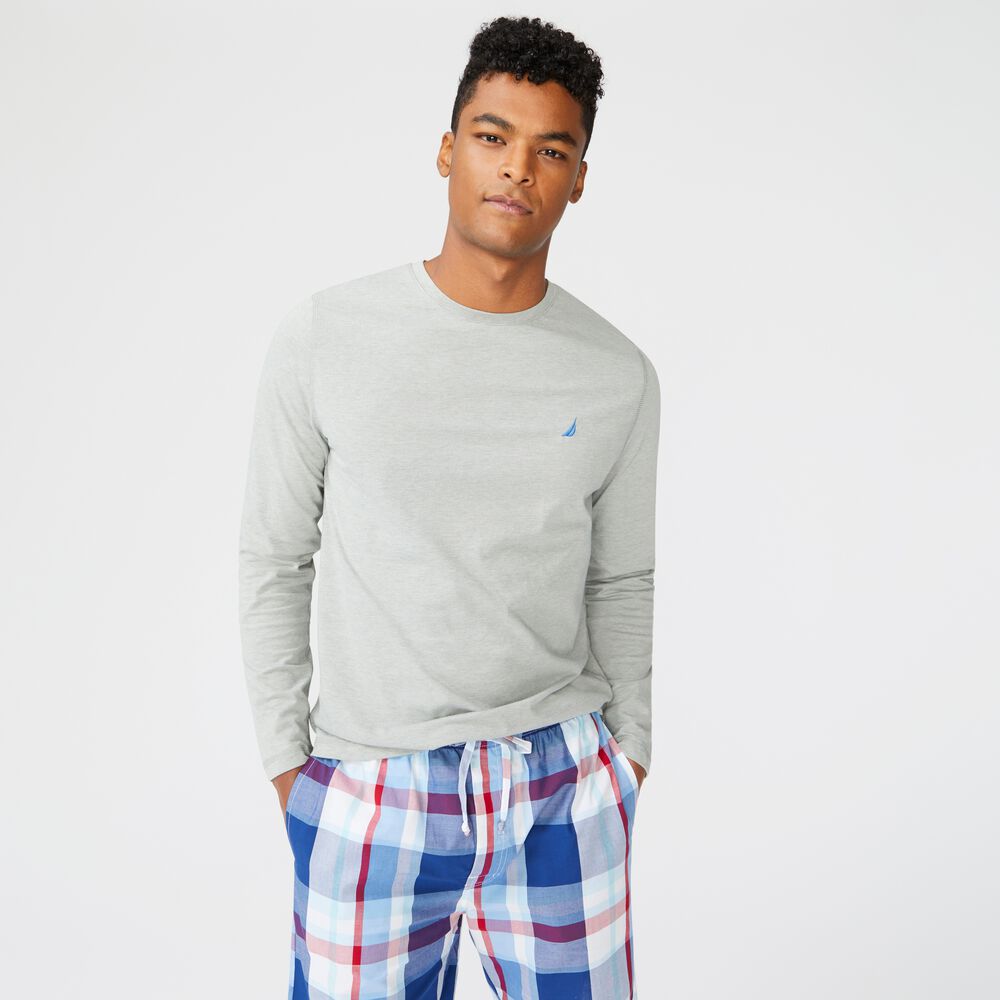 BRAND ICON LONG SLEEVE SLEEP TOP,Grey Heather,large