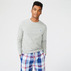 BRAND ICON LONG SLEEVE SLEEP TOP,Grey Heather,large