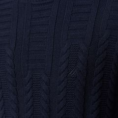CABLE-KNIT TURTLENECK SWEATER,Navy,large