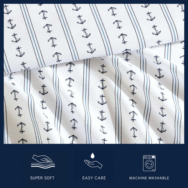 Anchor Lines Blue Twin Sheet Set