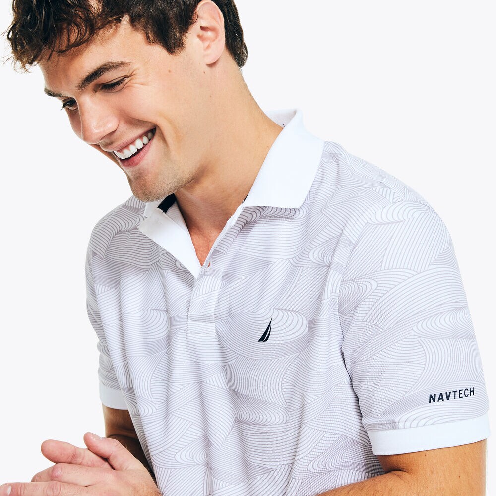 NAVTECH CLASSIC FIT PRINTED POLO,Bright White,large