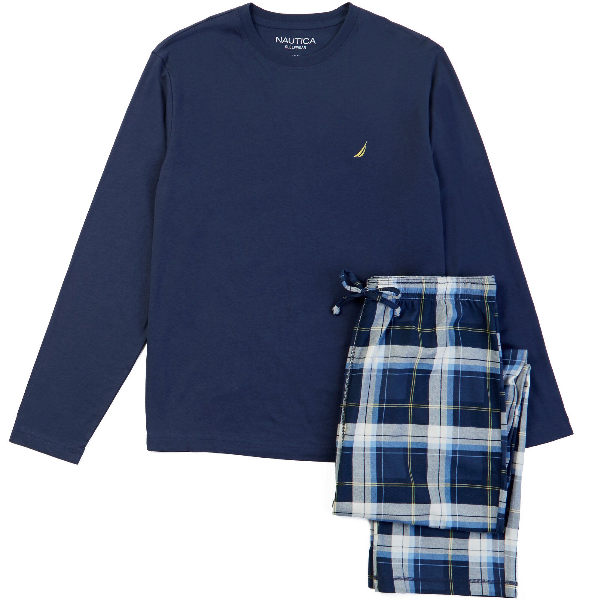 Blue Plaid Pajama Set,Distressed Blue Wash,large