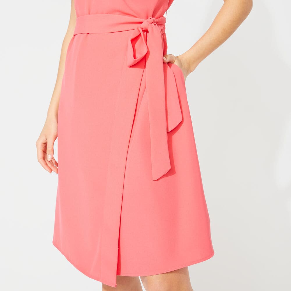 CREPE WRAP DRESS,Persian Red,large