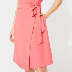 CREPE WRAP DRESS,Persian Red,large