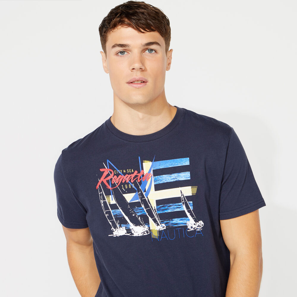 REGATTA GRAPHIC T-SHIRT,Navy,large