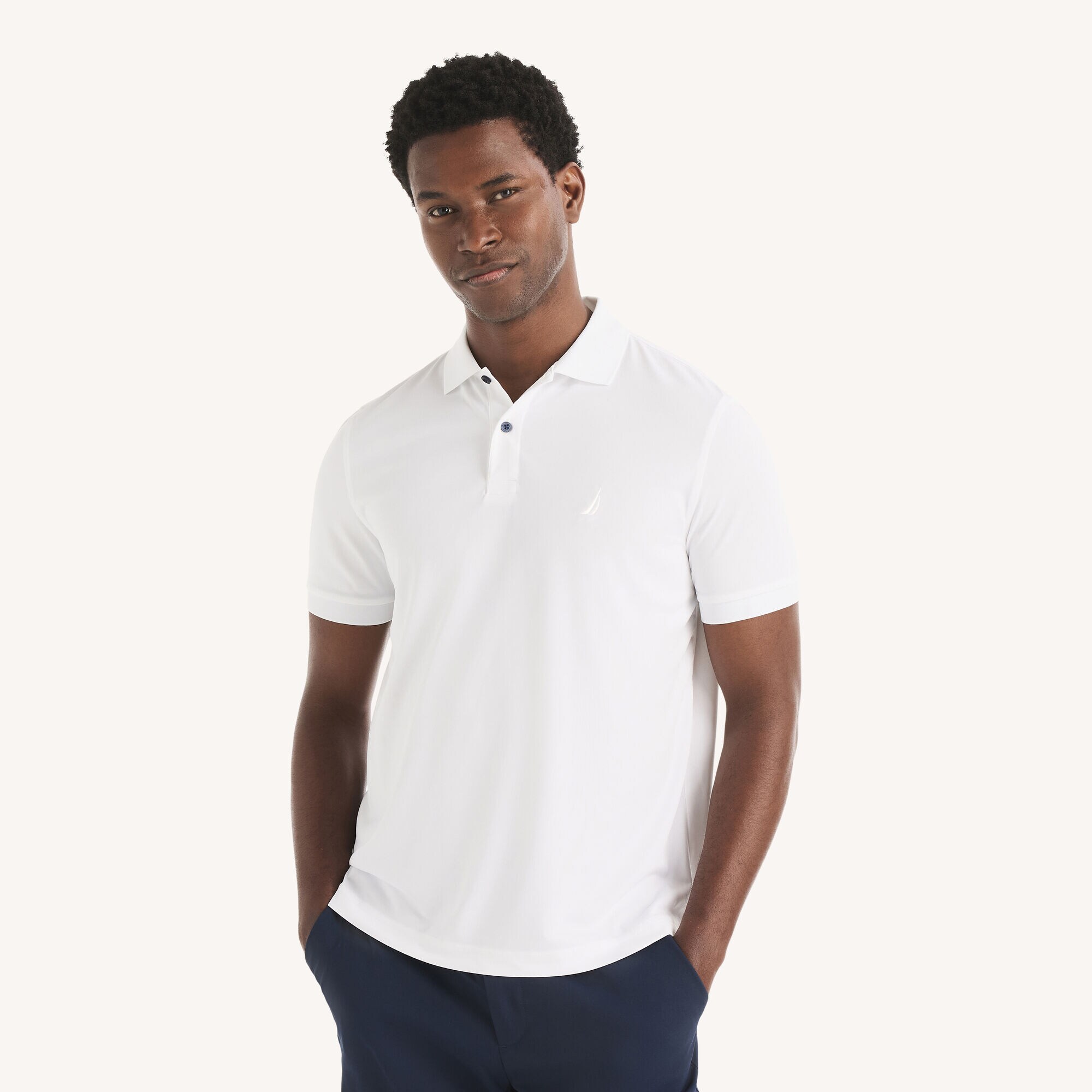 Navtech Classic Fit Performance Polo,Bright White,large