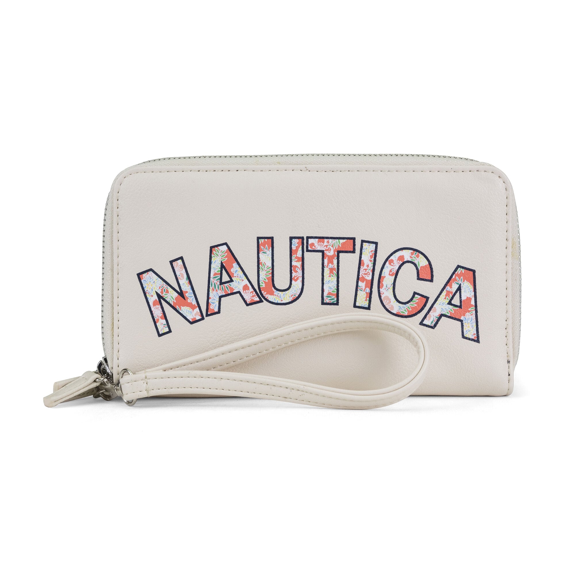 Heritage Logo Double Zip-Around Wristlet,Antique White Wash,large