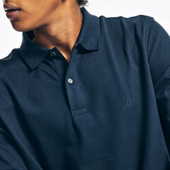 Classic Fit Long-Sleeve Polo,Navy,large