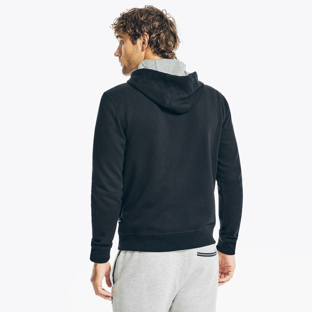 Full-Zip Fleece Hoodie,True Black,large