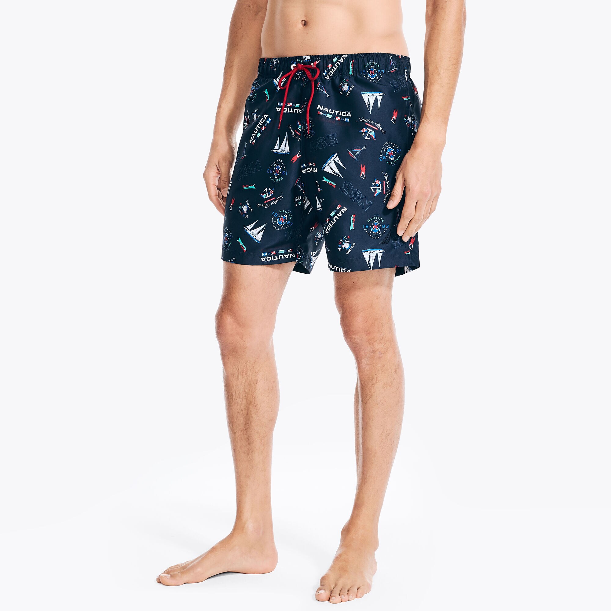 Sustainably Crafted 6" Printed Quick-Dry Swim,Navy,large