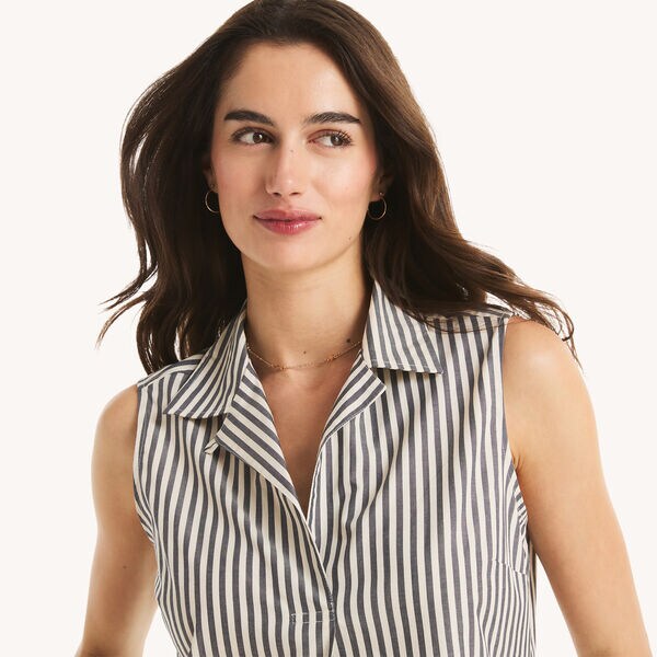 Striped Sleeveless Popover Top